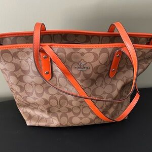 Coach Signature Brown and Orange Tote